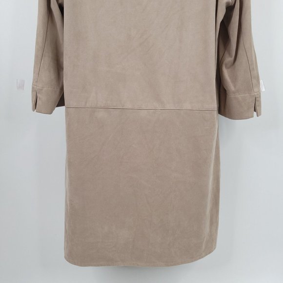 Conrad C Collection Womens Tunic Top Faux Suede Size 10 Taupe Pockets V-Neck - Picture 7 of 12